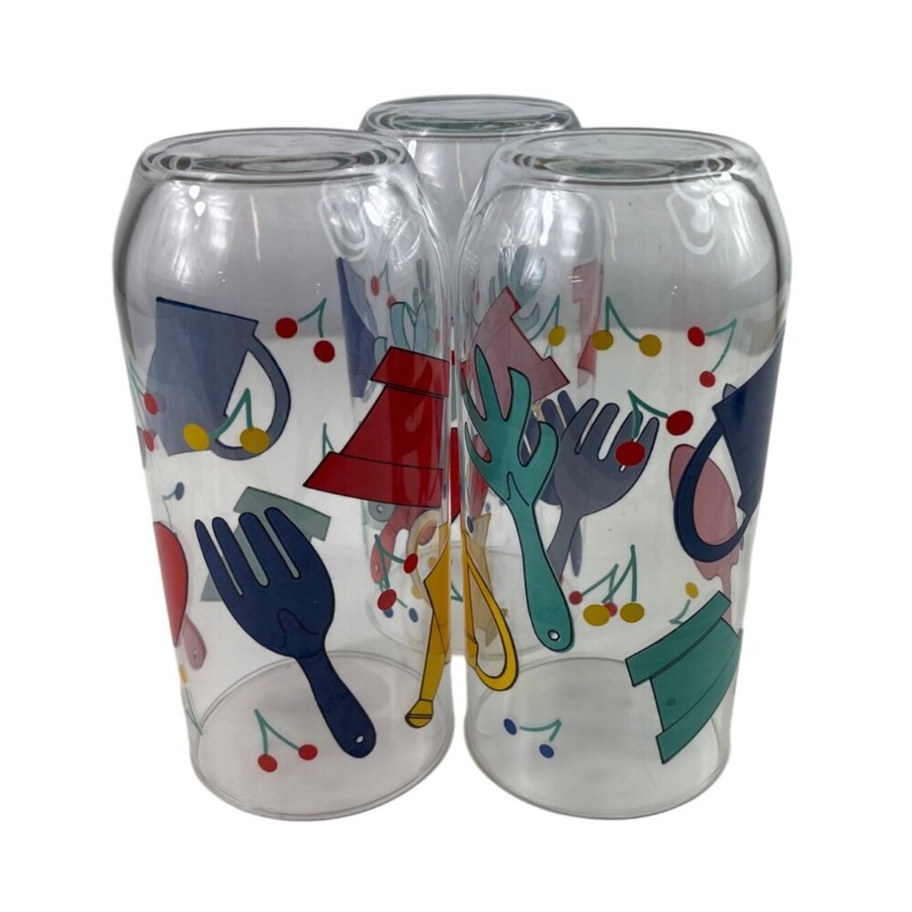 Luminarc Vintage Gardening Tools Glass Tumblers Set of 3 Colorful - Picture 7 of 9